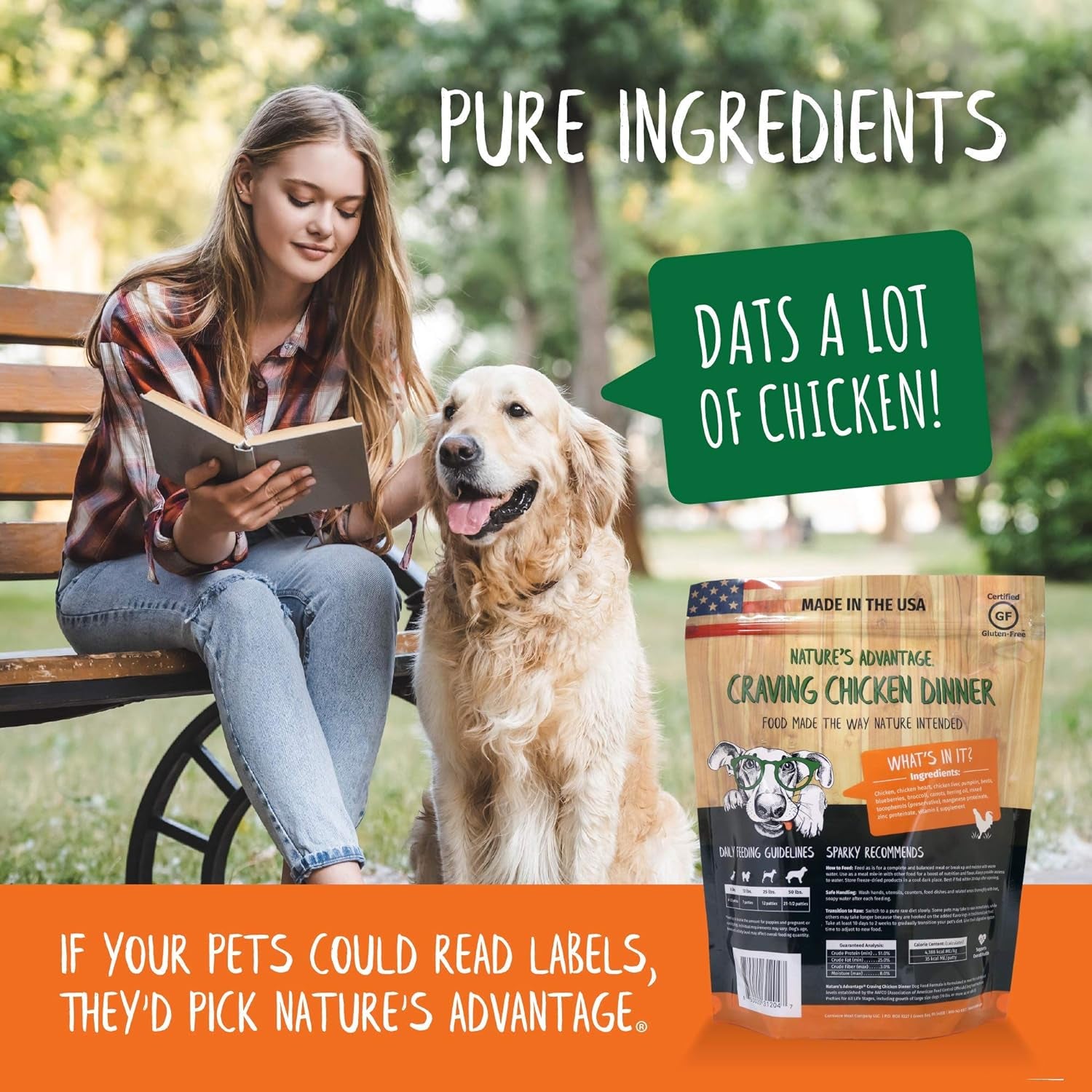 Dinner Dog Food - Freeze-Dried - All Natural Dog Food - Made & Sourced in USA - Grain Free - Resealable Pouch