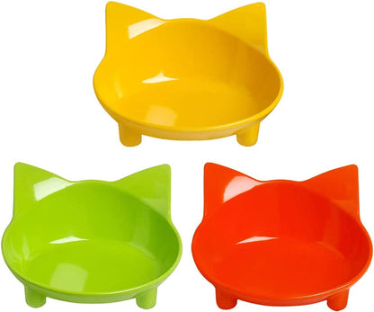 Cat Bowl Cat Food Bowls Non Slip Dog Dish Pet Food Bowls Shallow Cat Water Bowl Cat Feeding Wide Bowls to Stress Relief of Whisker Fatigue Pet Bowl of Dogs Cats Rabbits Puppy(3 Pack)