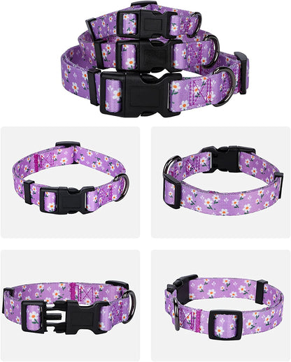 Girl Dog Collars Spring Cute Daisy Flower Pattern Lovely Print and American Flag Print Dog Collar