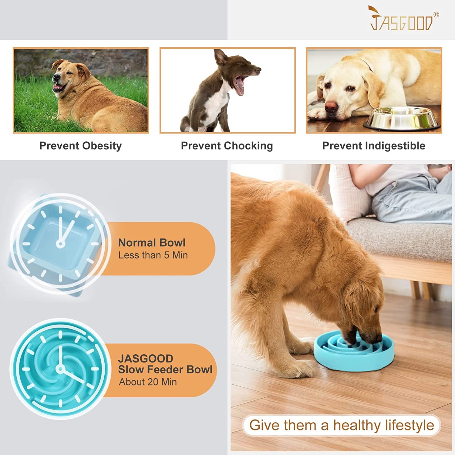 Slow Feeder Dogs Bowl for Large Dogs,Anti-Gulping Pet Slower Food Feeding Bowls Stop Bloat,Preventing Choking Healthy Design Dogs Bowl