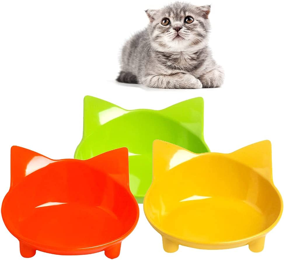 Cat Bowl Cat Food Bowls Non Slip Dog Dish Pet Food Bowls Shallow Cat Water Bowl Cat Feeding Wide Bowls to Stress Relief of Whisker Fatigue Pet Bowl of Dogs Cats Rabbits Puppy(3 Pack)