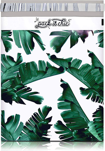 - 10X13 (100 Pack) Tropical Leaves Poly Mailer Envelope Plastic Custom Mailing & Shipping Bags - Self Seal