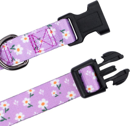 Girl Dog Collars Spring Cute Daisy Flower Pattern Lovely Print and American Flag Print Dog Collar